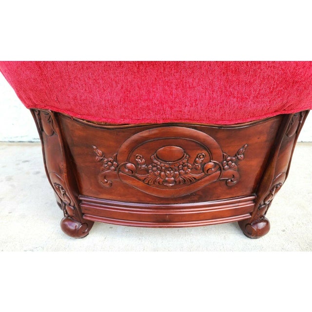 Large Asian Chinoiserie Carved Rosewood Armchair For Sale - Image 11 of 12