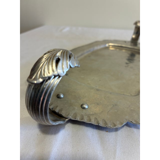 Vintage Hand Wrought Aluminum Tray With Leaf Handles For Sale In Oklahoma City - Image 6 of 11