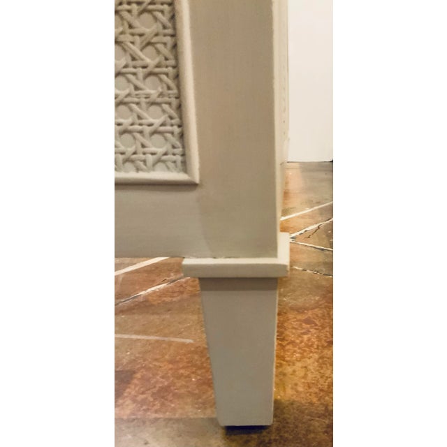 Jonathan Charles Organic Modern Gray Wood Caned Trellis King Bed Frame For Sale In Atlanta - Image 6 of 7