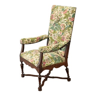 French 18th Century Oak Reclining Arm Chair For Sale
