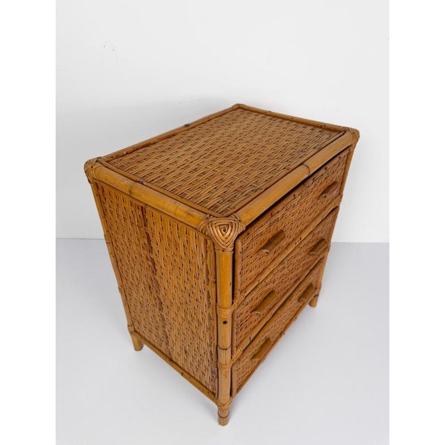 Mid-Century Italian Bedside Chest in Woven Cane, Rattan and Bamboo, 1960s For Sale - Image 18 of 18