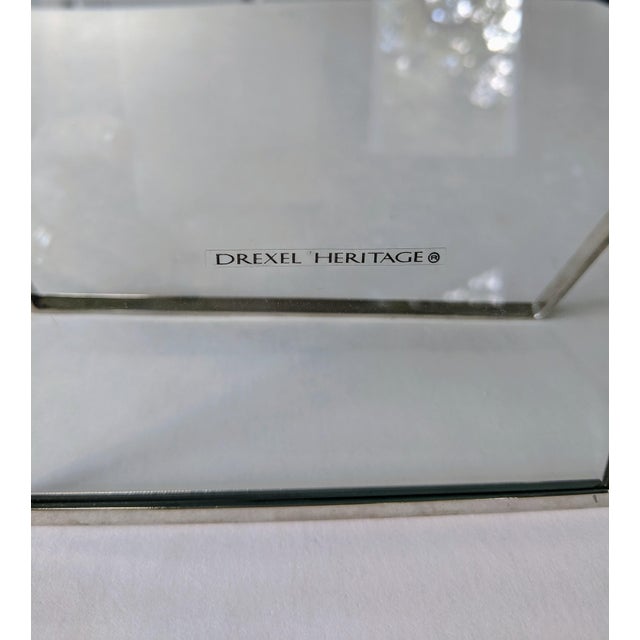 Chrome Modern Contemporary Drexel Heritage Chrome and Glass Floating Frame With Easel For Sale - Image 8 of 8