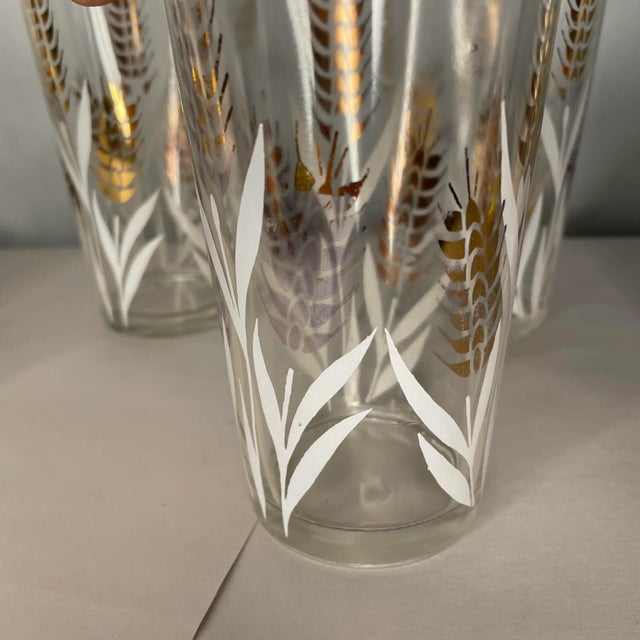 Mid-Century Modern Vintage Golden Wheat Glass Tumblers- Set of 8 For Sale - Image 3 of 12