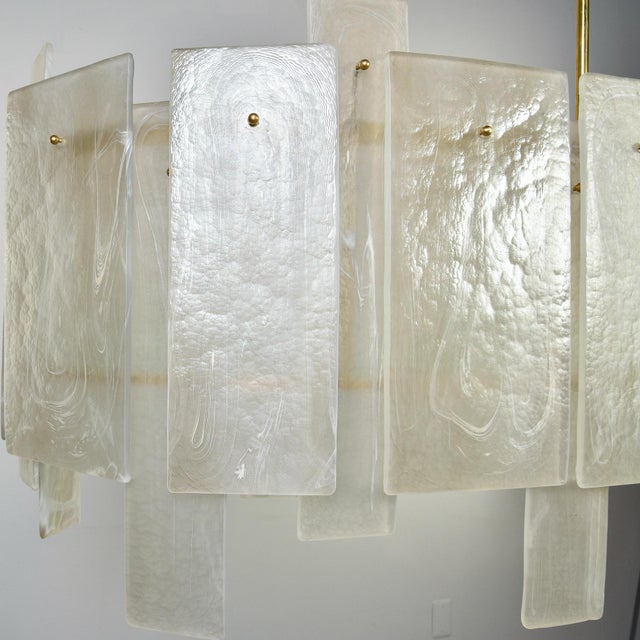 Metal New Italian Large Oval Murano Glass Plaques Chandelier For Sale - Image 7 of 11