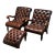 Ralph Lauren Style Leather Lounge Chairs and Ottoman, Late 20th C. For Sale