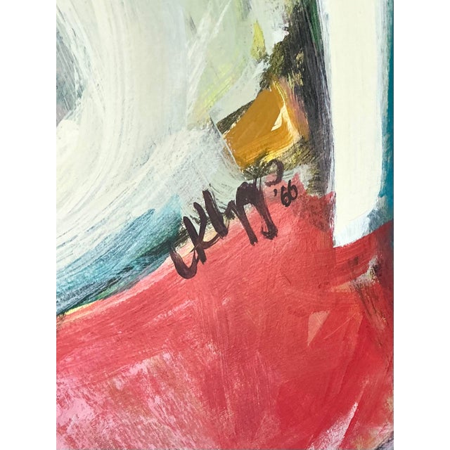 Vintage Boho Original 1966 Abstract Oil on Canvas For Sale - Image 4 of 10