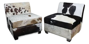 Pair of Contemporary Cowhide Upholstered Lounge Chairs