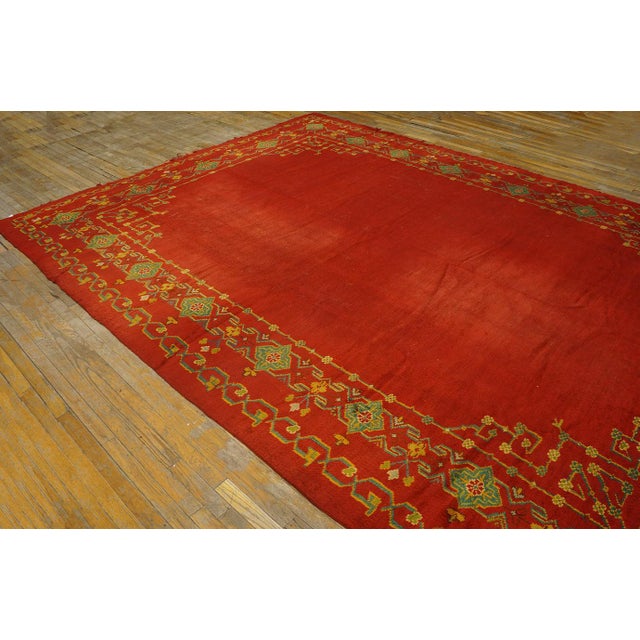 Jaw-Dropping Red Open Field Allover-Geometric Design Antique Turkish Decorative Oushak Rug For Sale - Image 12 of 12