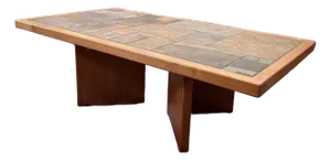 Danish Modern Handmade Slate Tile-Top Teak Coffee Table Sallingboe Jelling 1970s MCM