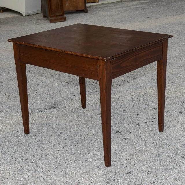 Wood Fir Dining Table with Drawer, 1800s For Sale - Image 7 of 9