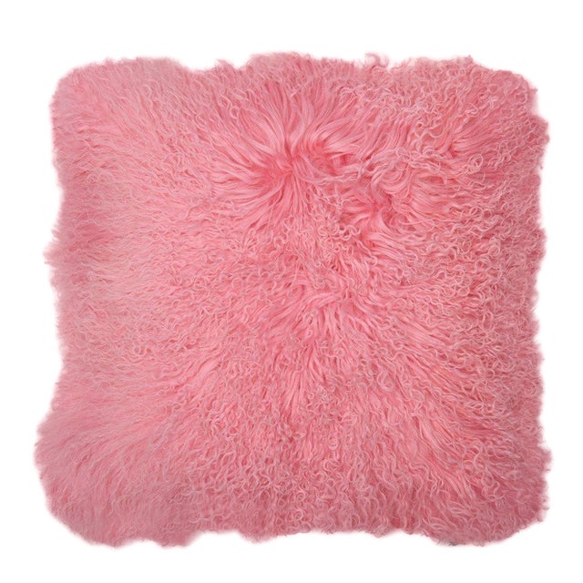 Aelfie Pink Mongolian Fur Pillow 18" X 18" Chairish