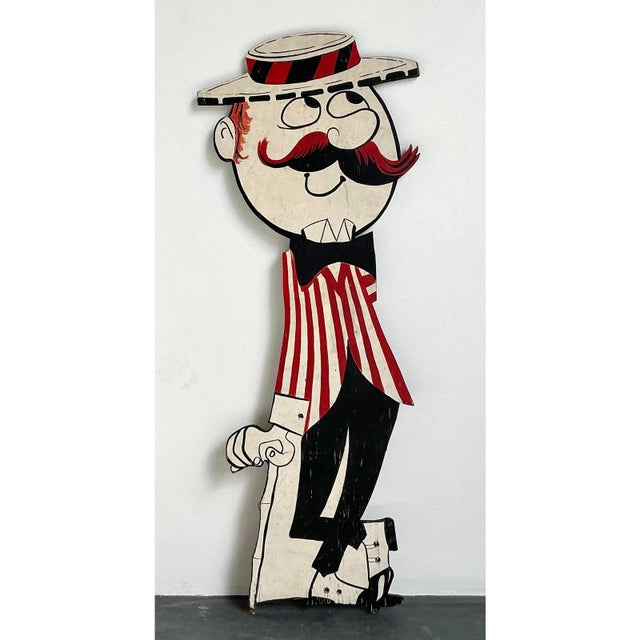 Wood Vintage Boho Life Size Wooden Character Sign For Sale - Image 7 of 8
