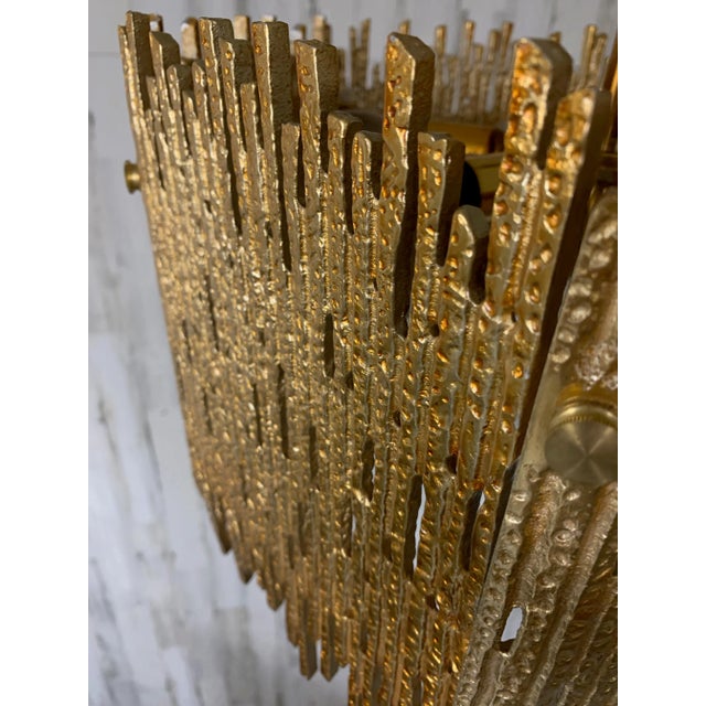 Metal 1960s Golden Brass Brutalist Pendant by Moe Lighting, Unmarked For Sale - Image 7 of 11