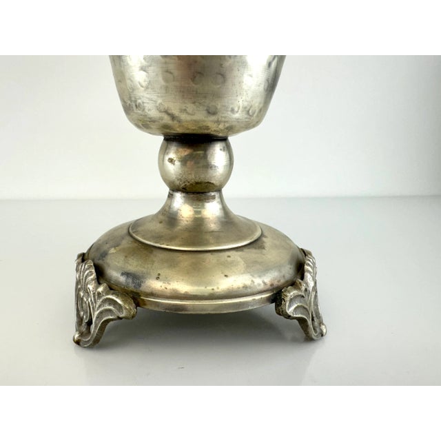 Vintage European Silverplate Repoussé Floral Vase on Ornate Base For Sale In Little Rock - Image 6 of 10
