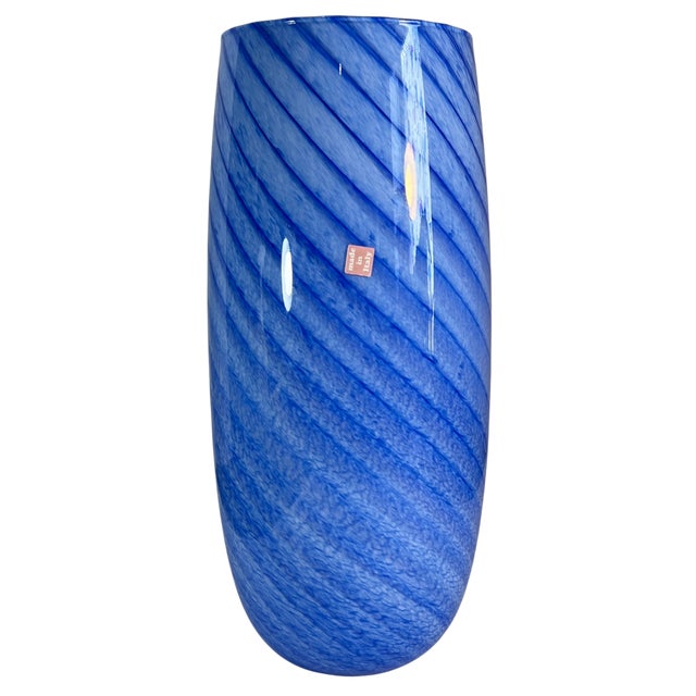 Murano Art GLass Blue Swirl Vase For Sale In New York - Image 6 of 15