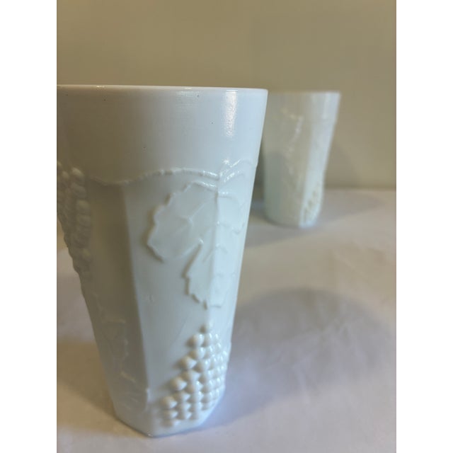 White Vintage White Milk Glass Grape & Vine Tumblers, Set of 9 For Sale - Image 8 of 13