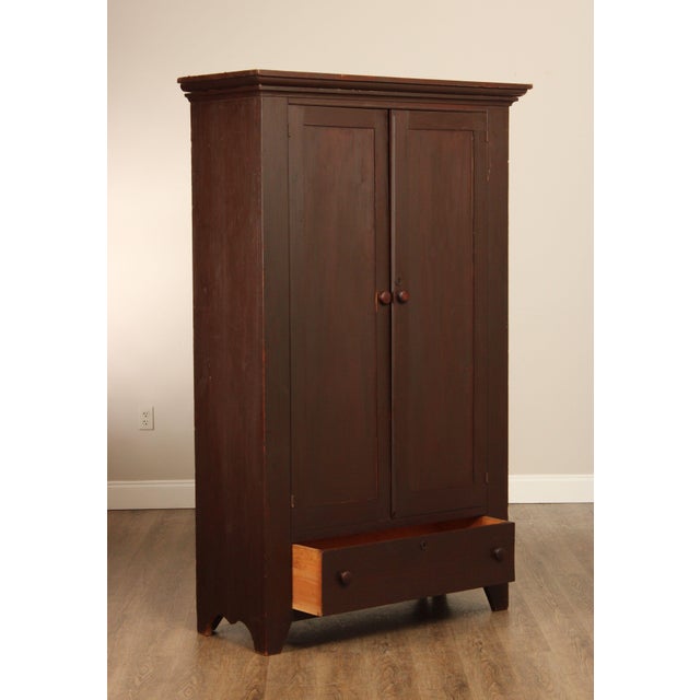 Antique Shaker Style Painted Softwood Two Door Wardrobe Cabinet For Sale In Philadelphia - Image 6 of 12