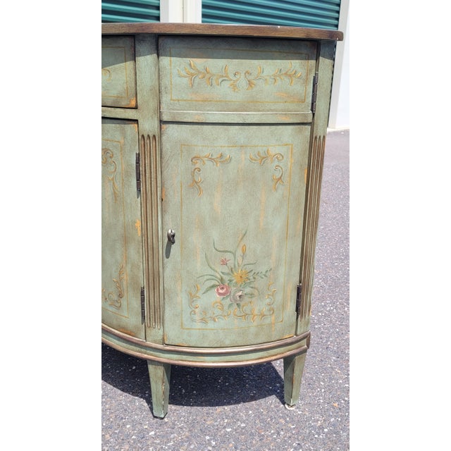 Green Vintage Adams Style Demilune Moss Green Credenza For Sale - Image 8 of 11