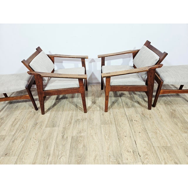 Lounge Chairs, Ottomans and Coffee Table by Heinz Heger for PGH Erzgebirgisches Kunsthandwerk, 1960s, Set of 5 For Sale - Image 9 of 18