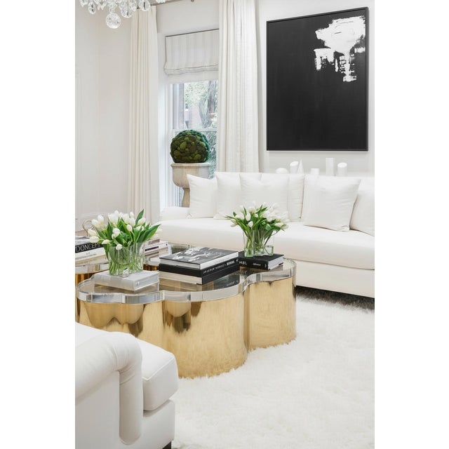 2020s The New Set of 2 Luca Coffee Tables in Gold With Acrylic Top For Sale - Image 5 of 10