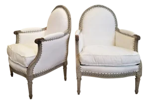 Large Pair of 19th C Louis XVI Armchairs