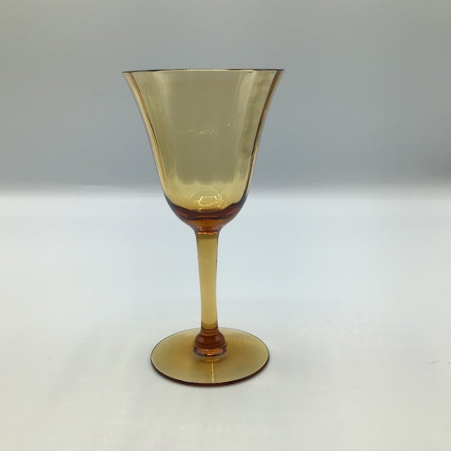 Vintage Amber Crystal Port Glasses - Set of 7 For Sale - Image 4 of 12