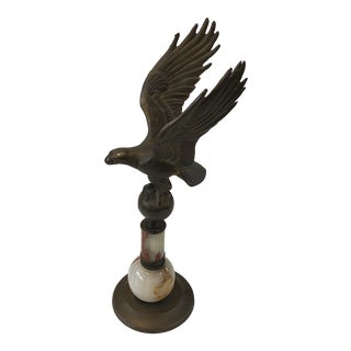 Vintage Statue of Flying Eagle on Metal & Marble Base For Sale