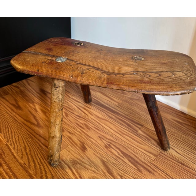Late 19th Century Antique French Country Three Legged Low Milking Stool For Sale - Image 4 of 12
