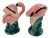 1950s Mid-Century Light Pink Flamingo Tropical Leaf Ceramic Salt & Pepper Shaker Set For Sale