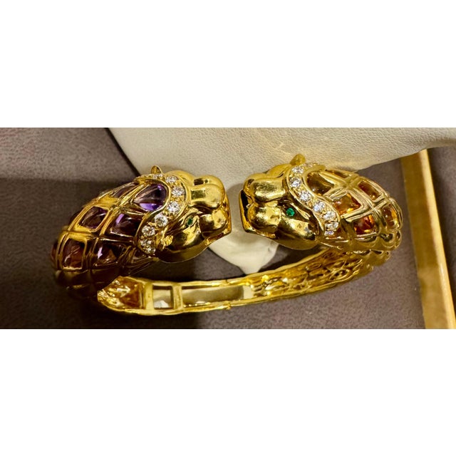 Diamond & Amethyst, Citrine Cuff Bangle 18 Kt Gold 57 Gm By Robert Wander Winc For Sale - Image 17 of 18