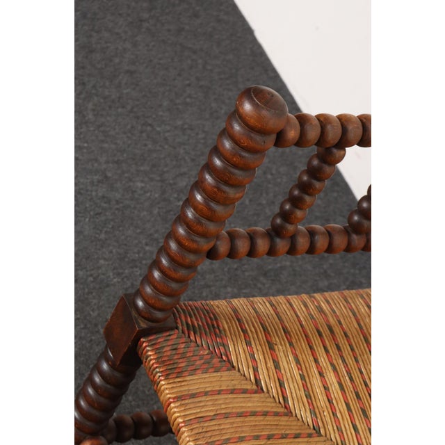 Diminutive Antique French 19th Century Bobbin Corner Chair With Rush Seat For Sale - Image 13 of 18