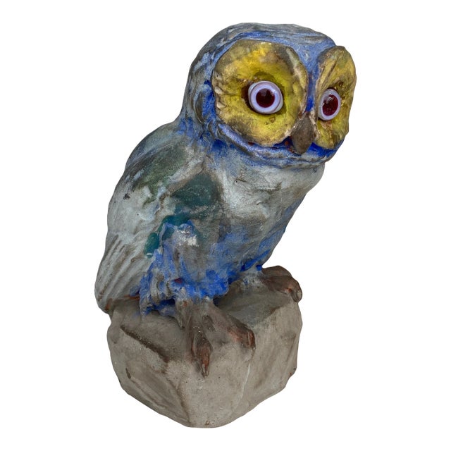 Rare Terracotta Majolica Owl Filmont Bavent Normandy For Sale