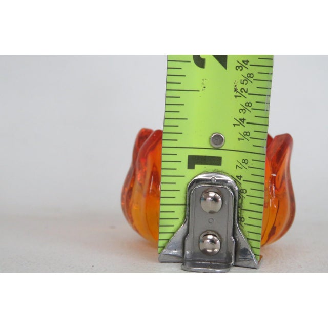 Flower Shaped Glowing Orange Glass Tealight Holder Small Petal Ring Dish 4946b For Sale - Image 4 of 13