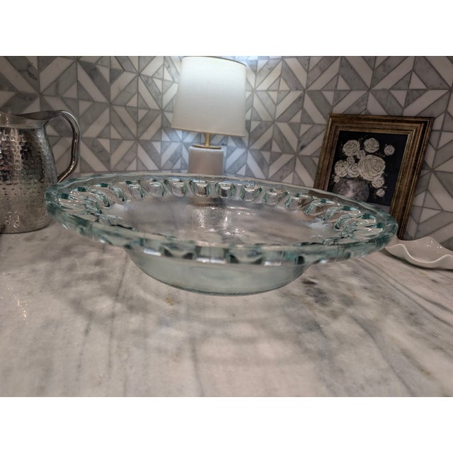 1970s 1970s Large Vintage Openwork Glass Bowl Centerpiece For Sale - Image 5 of 5