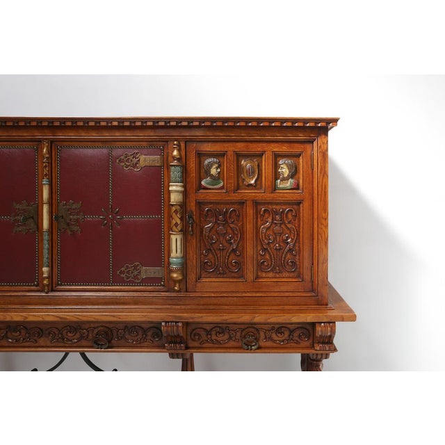 Mid-Century Modern 20th Century Baroque Carved Sideboard, Spain, 1950 For Sale - Image 3 of 17
