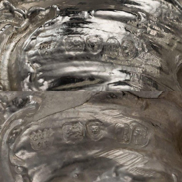 Antique 19th Century very rare pair of Victorian novelty cast solid silver & cut glass comports, formed as a pair of male...