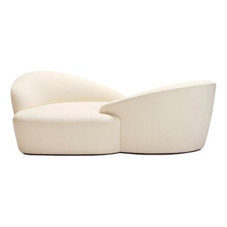 One 2 One Walnut Conversation Seat by Reda Amalou Design For Sale