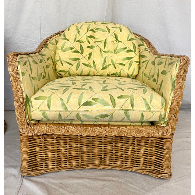 Vintage Wicker Lounge Chairs With Braided Trim a Pair Chairish