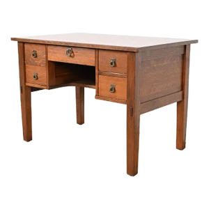 L. & J. G. Stickley Antique Mission Oak Arts & Crafts Desk, Newly Refinished