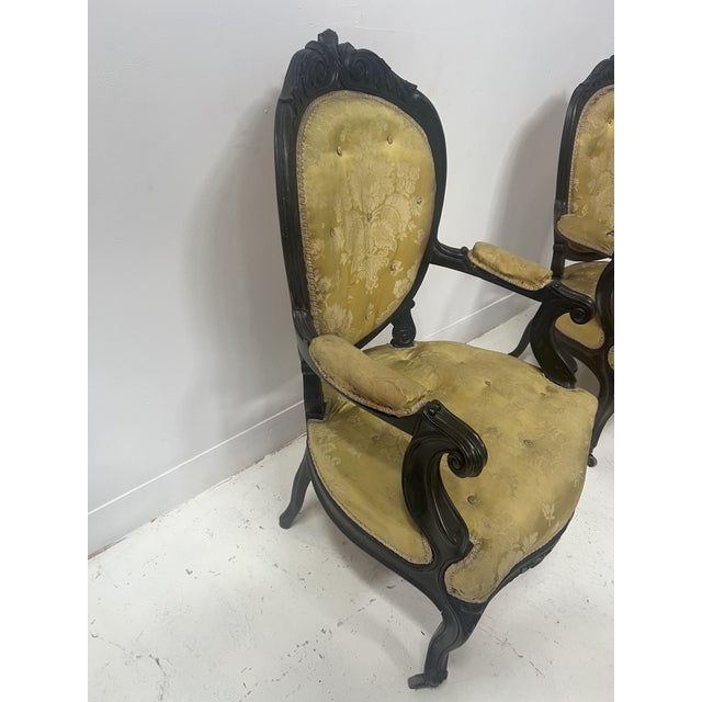 20th Century Napoleon III Louis XV Armchairs in Pearwood, Set of 4 For Sale - Image 4 of 14