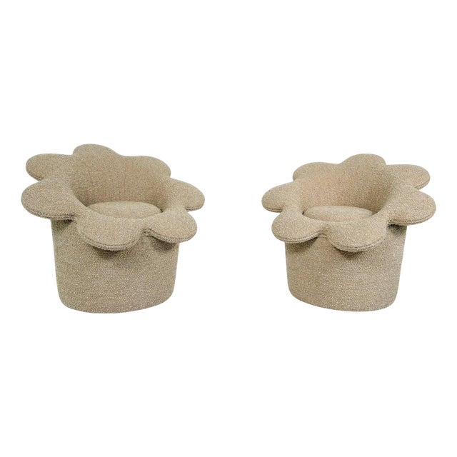 Set of Vintage Flowers Lounge Chairs For Sale