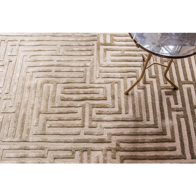 Contemporary Anatolia Hand-Tufted Maze Rug, Wheat Tan, 4x6 For Sale - Image 3 of 3