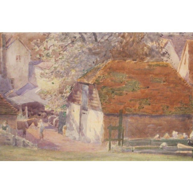 Circa 1914 English Village Scene Watercolor by Max Ludby For Sale - Image 4 of 8