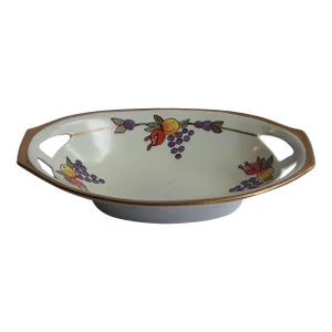 1923 Schonwald Bavarian Hand Painted Small Pierced Handle Dish