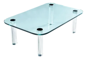 Pace Collection Rectangular Glass Coffee Table With Lucite Legs and Chrome Accent