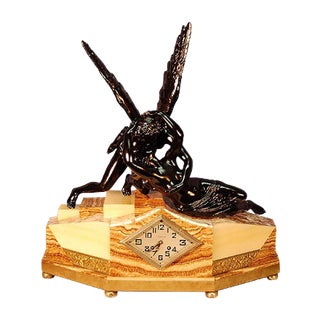 Art Deco Sculptural Table Clock by Antonio Canova, 1930s For Sale