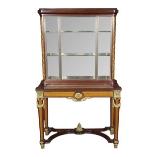 Bronze Mounted French Louis XVI Style Vitrine Display Cabinet For Sale