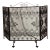 1950s Black Wrought Iron 3 Panel Fireplace Screen With Scroll Work and Leaves For Sale