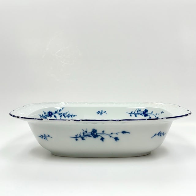 Japanese Vintage Limoges Ceralene Oval Vegetable Bowl – Blue Carnation Imari-Style – Raynaud France For Sale - Image 3 of 10