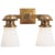 New York Subway Double Light in Hand-Rubbed Antique Brass with White Glass Designer: Chapman & Myers Height: 9.75"...